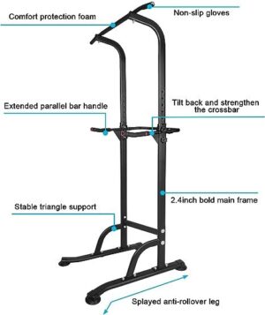 Sport Power Tower Workout Dip Station Pull Up Bar, Height Adjustable Multi-Function Dip Stand For Home Gym Strength Training Fitness Equipment