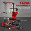 Smith Machine Power Rack with Pull Up Bar, Lat Pull Down System, Landmine, Squat Rack, Barbell Bar, for Home Gym