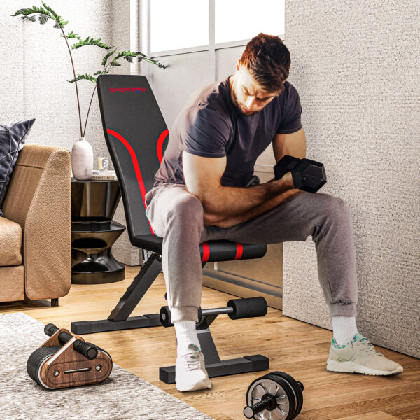 SPORTNOW Foldable Weight Bench, Adjustable Incline Flat Bench Press With 6-Level Backrest, 4-Level Seat, Leg Extension For Home Gym Workout Full Body Strength Training