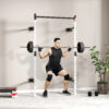 Folding Squat Rack With Pull Up Bar, Wall Mounted And Adjustable, 1000 Pounds Capacity Power Rack, White